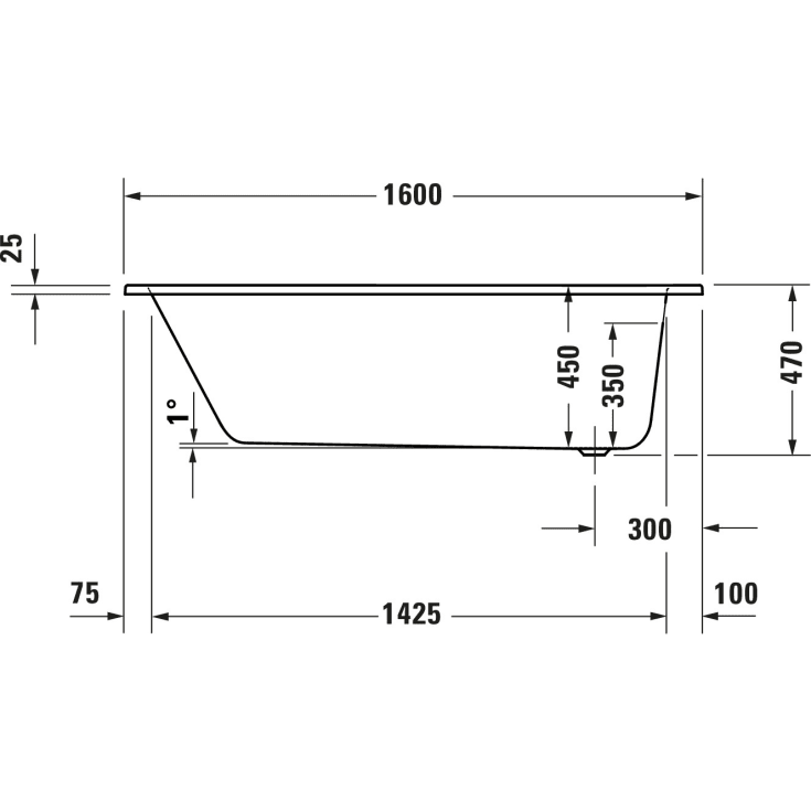 Duravit D-Code badekar, 160x70 cm, hvid