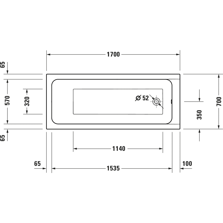 Duravit D-Code badekar, 170x70 cm, hvid