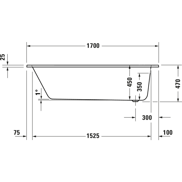 Duravit D-Code badekar, 170x70 cm, hvid