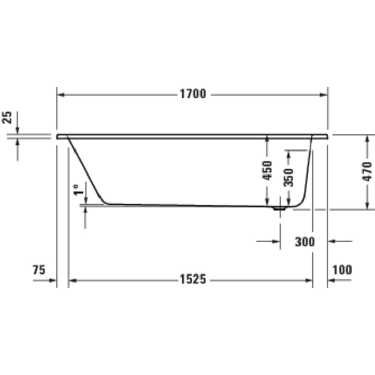 Duravit D-Code badekar, 170x75 cm, hvid