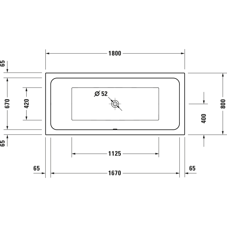Duravit D-Code badekar, 180x80 cm, hvid