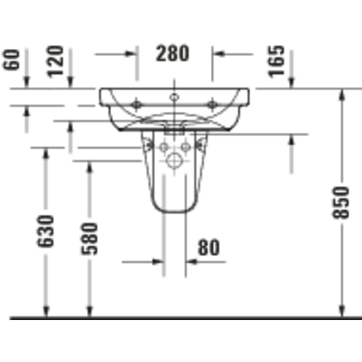 Duravit D-Code håndvask, 55x43 cm, hvid