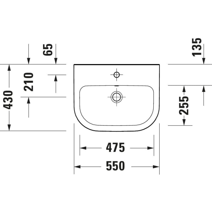 Duravit D-Code tvättställ, 55x43 cm, vit