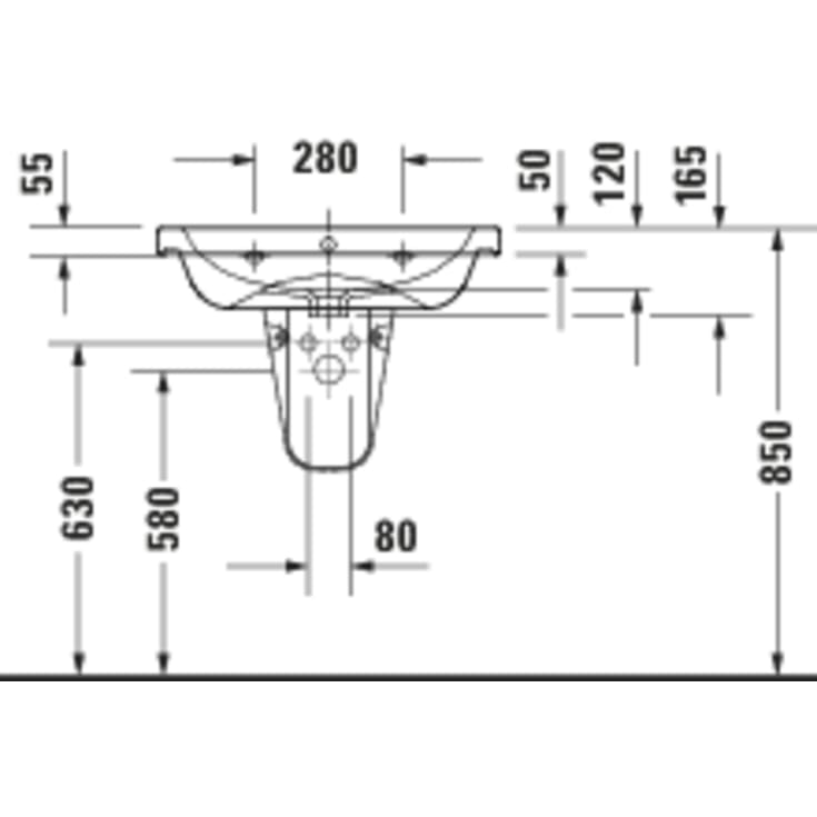 Duravit D-Code tvättställ, 65x48 cm, vit