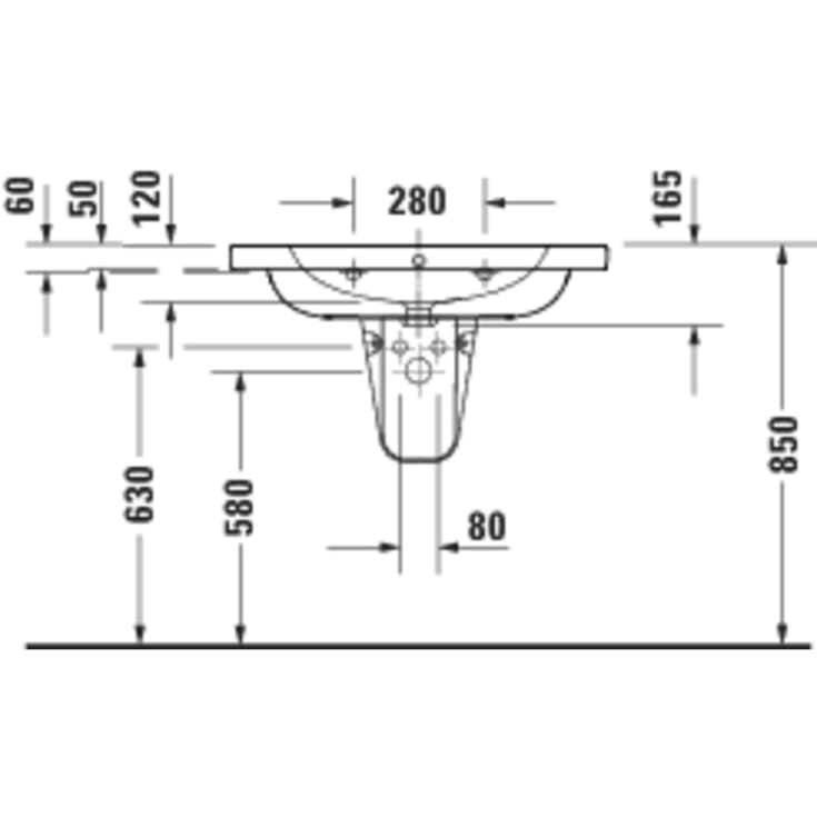 Duravit D-Code servant, 80x48 cm, hvit