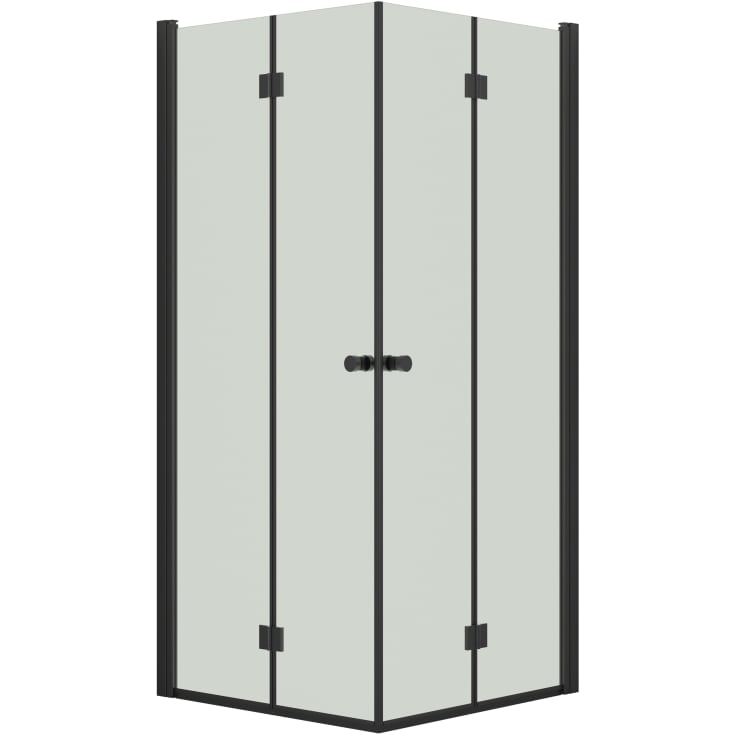 Dansani Match hörndusch, modell B+B, 97x97 cm, klart glas, svart profil