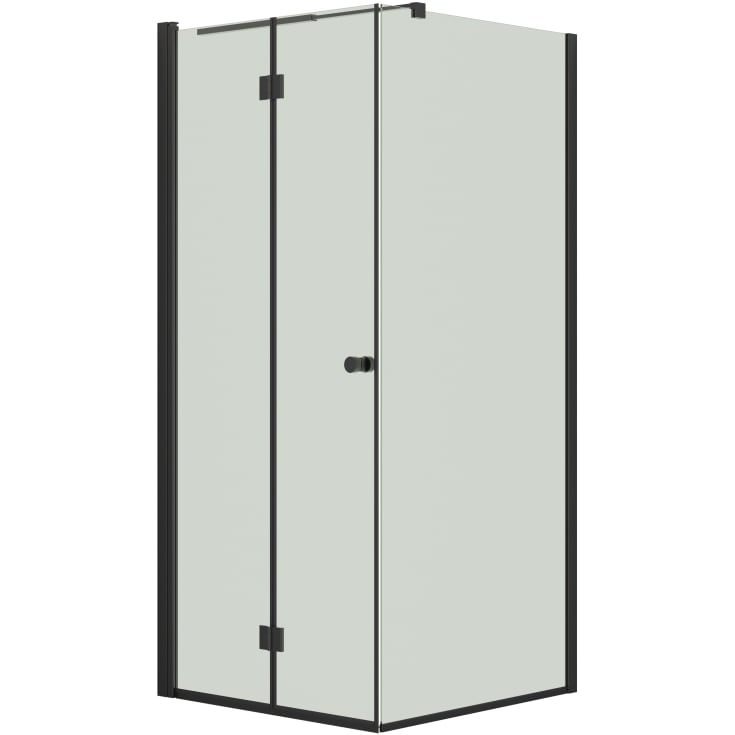 Dansani Match hörndusch, modell B+D, 97x97 cm, klart glas, svart profil