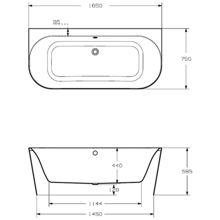 Strømberg Nino badekar, 165x75 cm, hvid