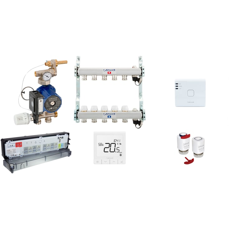 Salus gulvvarmestyring, trådløs, 6 kredse