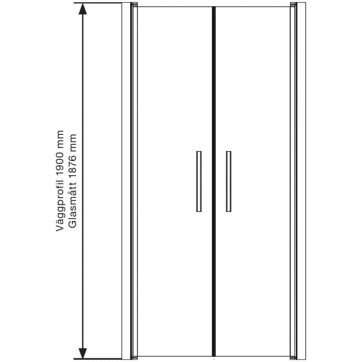 Arrow DuoDoor duschdörr, 190x50 cm, tonat glas, aluminiumprofil