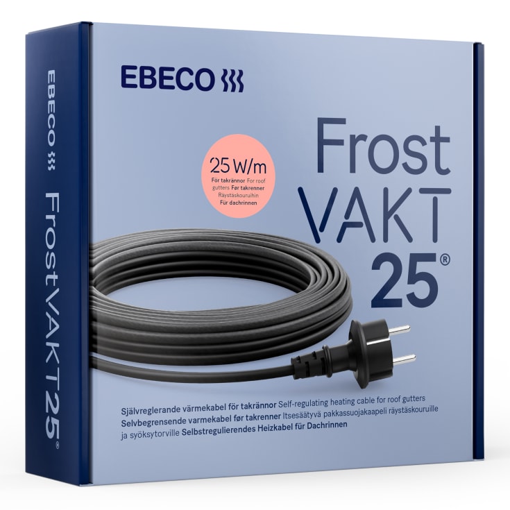 Ebeco självreglerande frostskyddskabel, F-25, 300W, 12 meter