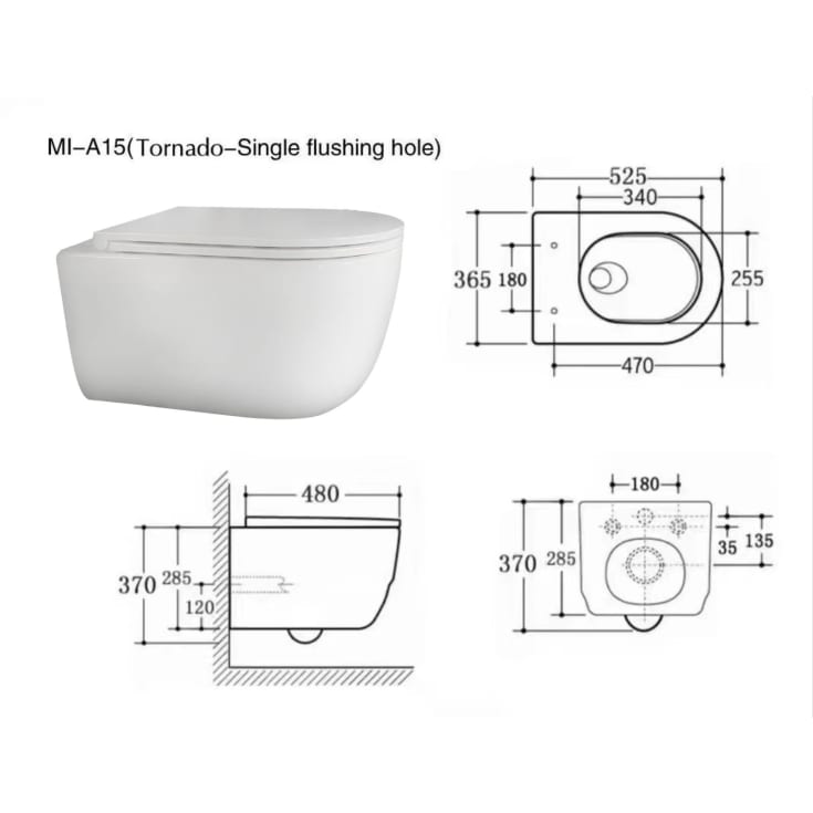 Cassøe Silent væghængt toilet, uden skyllekant, hvid