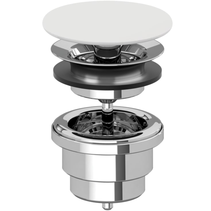 Villeroy & Boch bundventil, tvangsåben, hvid