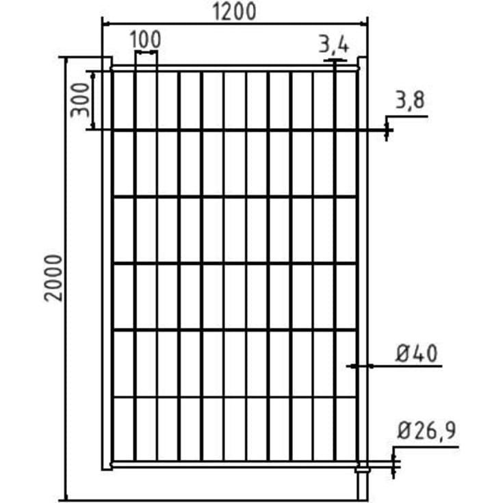 Dørelement til byggepladshegn, 1,2 x 2,0 m