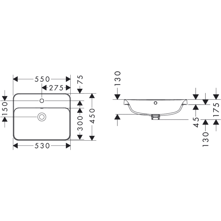 Hansgrohe Xuniva Q håndvask, 55x45 cm, hvid