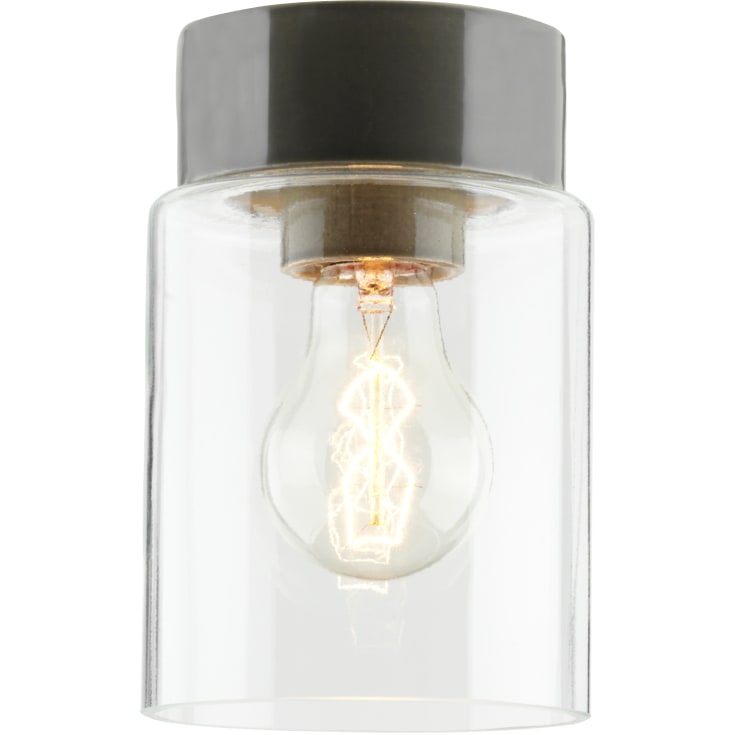 Loftarmatur Open Tina grå, klart glas E27