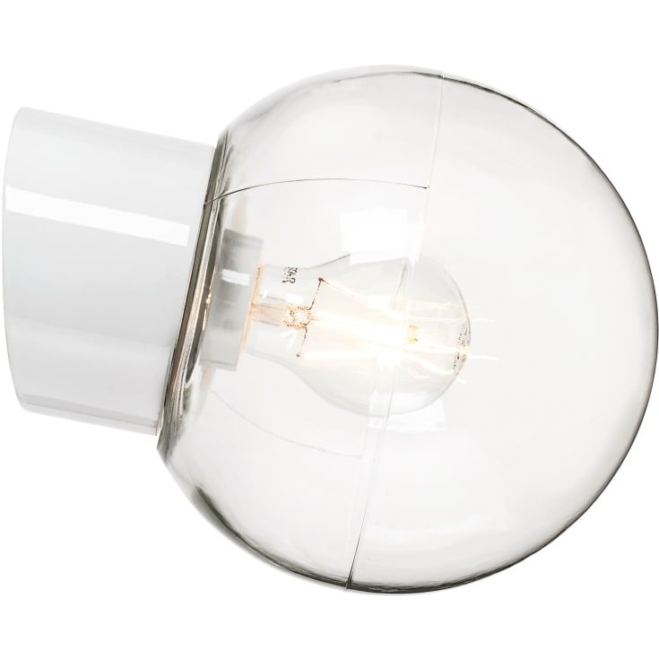 Vægarmatur Classic Glob hvid, 180 klart glas E27