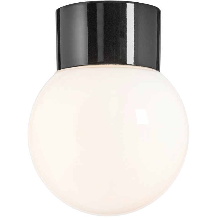 Loft- og Vægarmatur Classic Glob sort, 150 blank opal E27