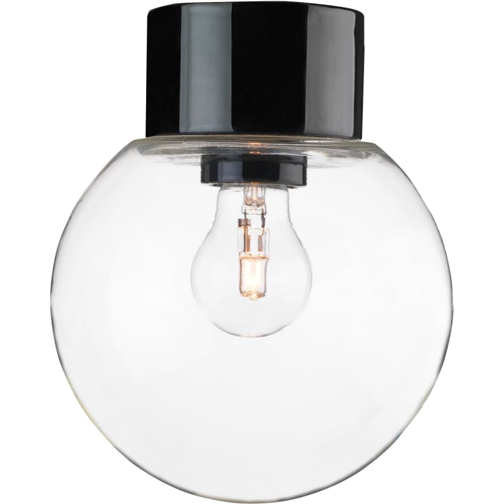 Tak- och vägglampa Classic Glob svart, 180 klarglas E27