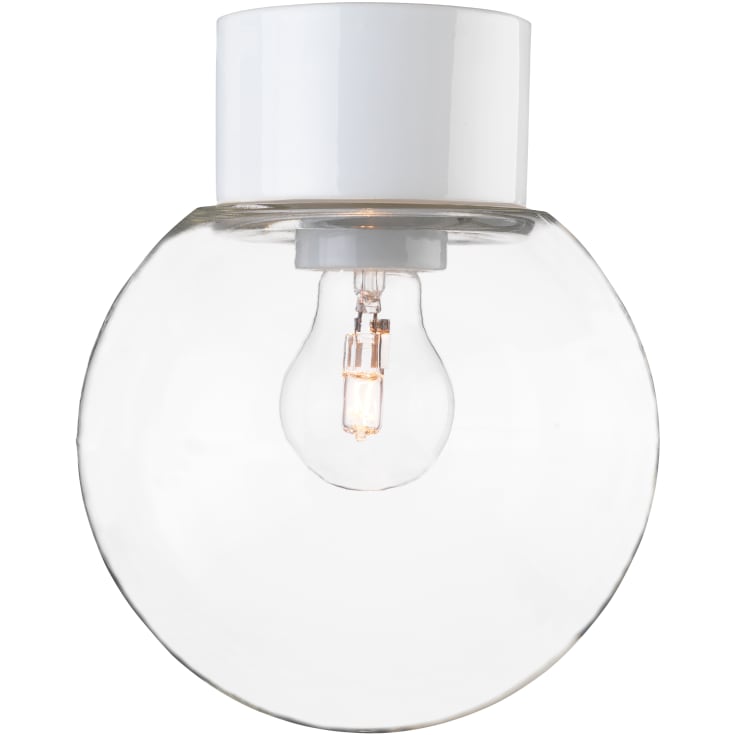 Loft- og Vægarmatur Classic Glob hvid, 180 klart glas E27