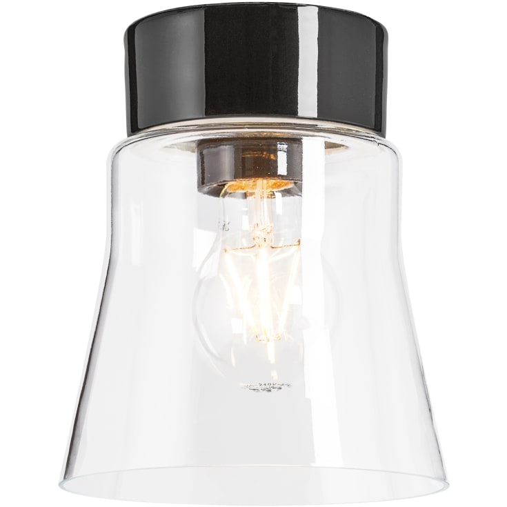 Loftarmatur Open Anna sort, klart glas E27