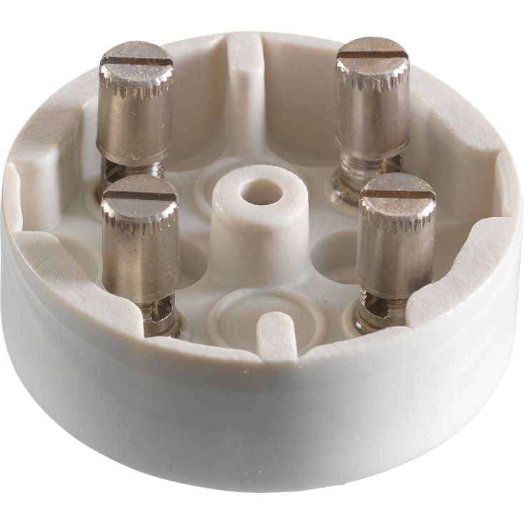 Koblingsdåse porcelæn rund Ø55 mm, 4x3x2,5 mm2 400V IP20 hvid
