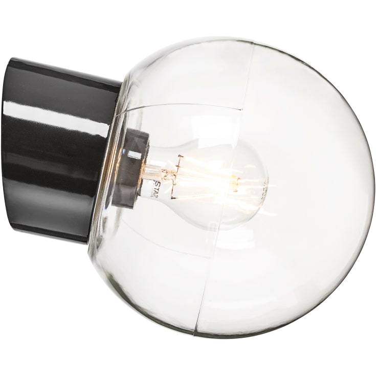 Vægarmatur Classic Glob sort, 180 klart glas E27