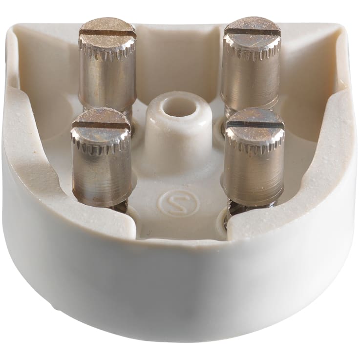 Koblingsdåse porcelæn halvrund, 4x3x2,5 mm2 400V IP20 hvid