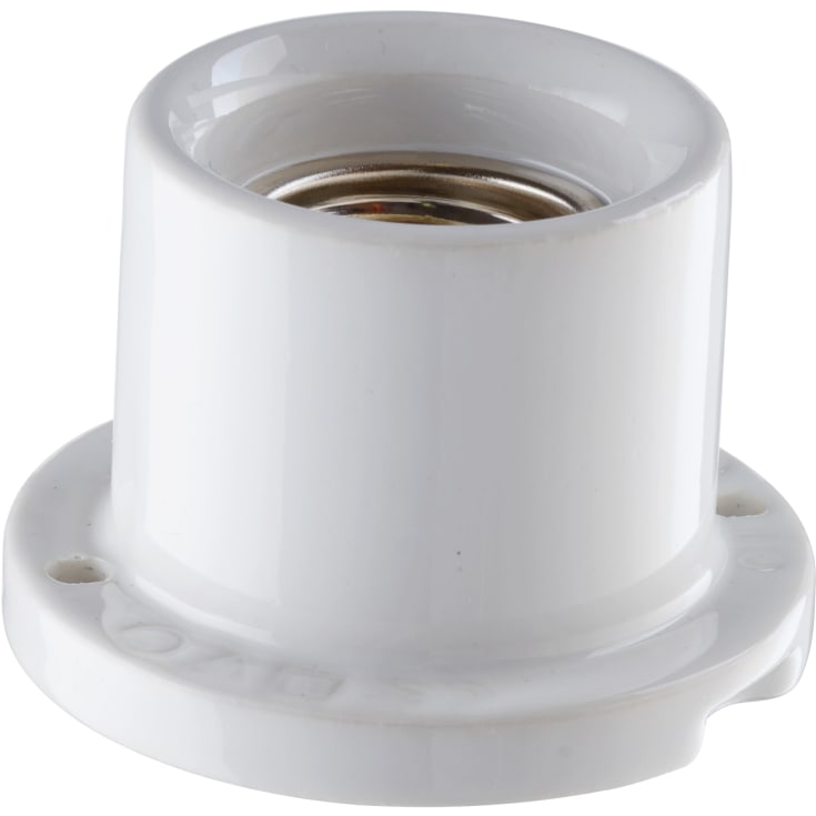 Loftfatning E27 hvid glasur med trådfäste