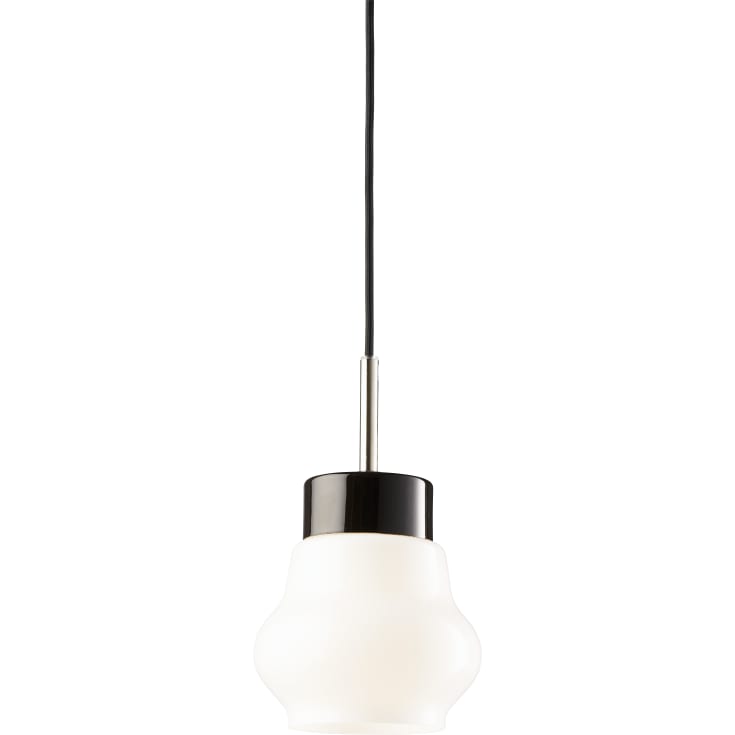 Pendellampa Emma svart, med svart kabel blank opal E27