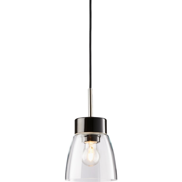 Pendellampa Klara svart, med svart kabel, klarglas E27