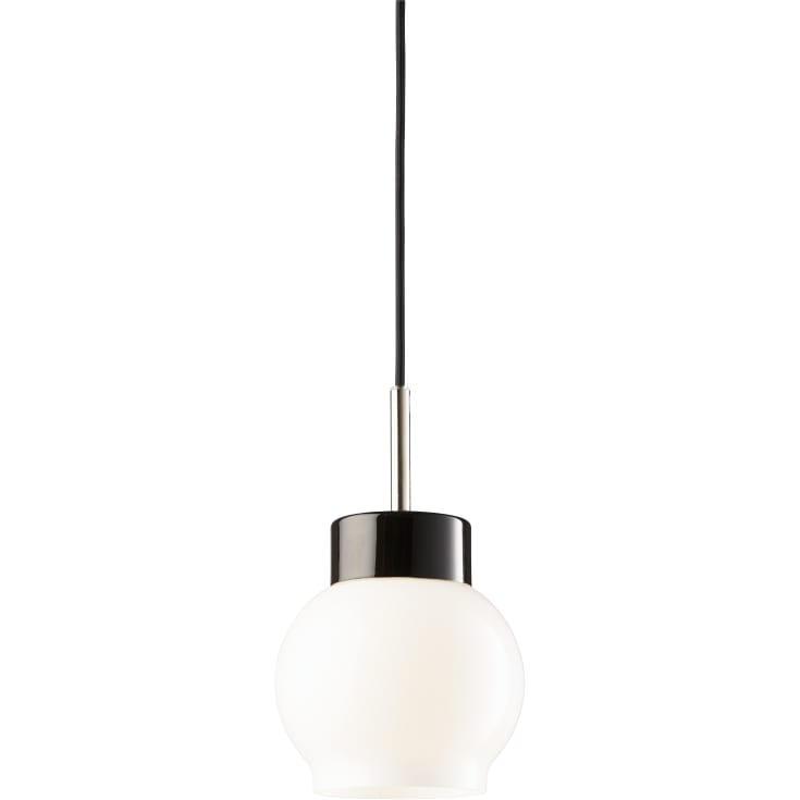 Pendellampa Magda svart, med svart kabel, blank opal E27