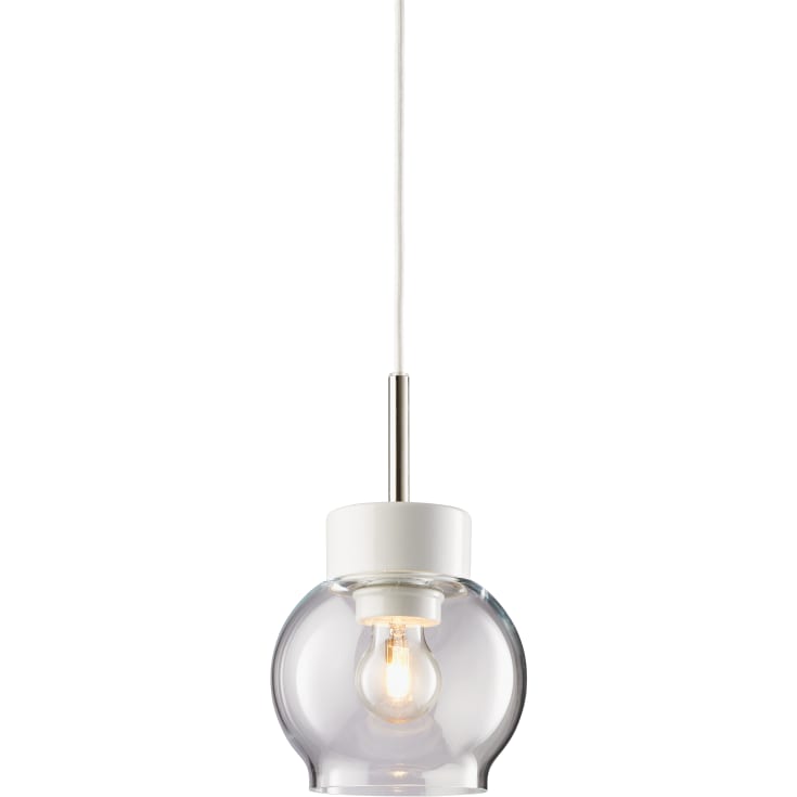Pendel Magda hvid, med hvid, kabel klart glas E27