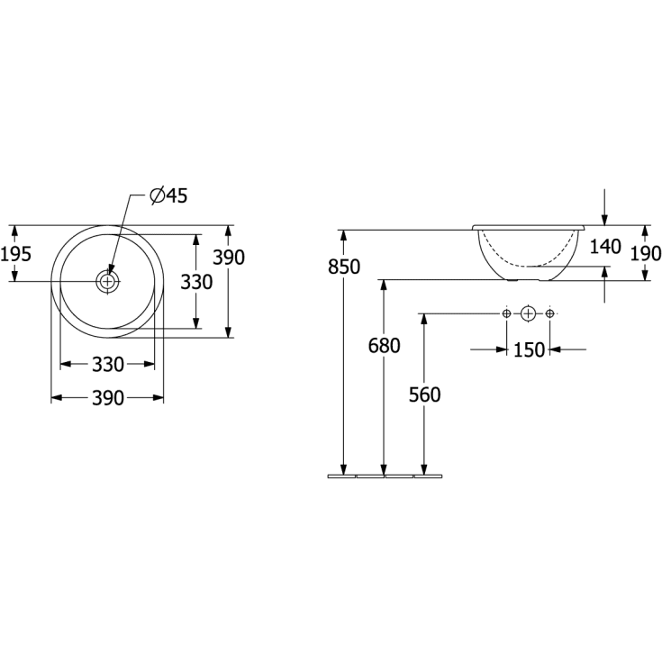 Villeroy & Boch Loop & Friends servant for nedfelling, Ø39 cm, med CeramicPlus, hvit