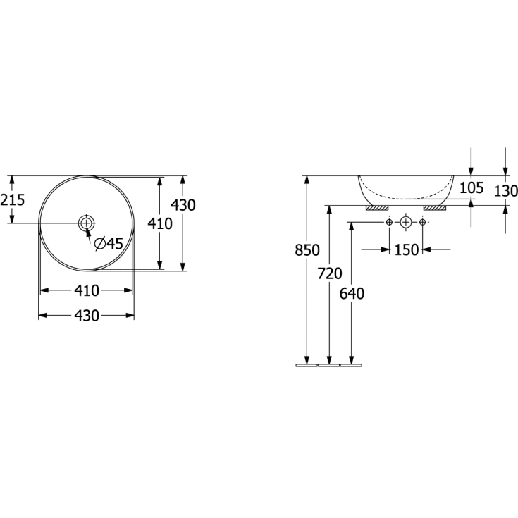 Villeroy & Boch Artis håndvask, Ø43 cm, mørkerød
