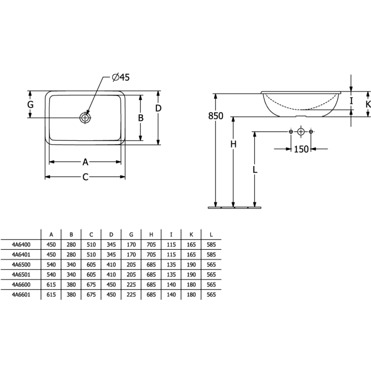 Villeroy & Boch Loop & Friends servant for nedfelling, 60x40,5 cm, hvit