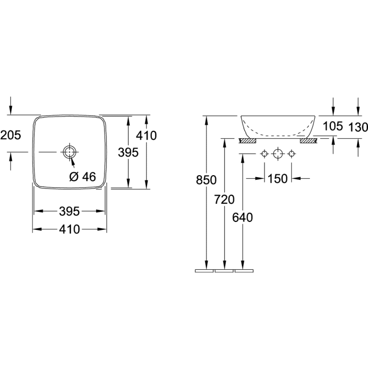 Villeroy & Boch Artis håndvask, 41x41 cm, orange