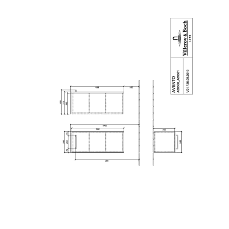 Villeroy & Boch Avento A895 veggskap, 34,8x88,8 cm, venstre, hvid