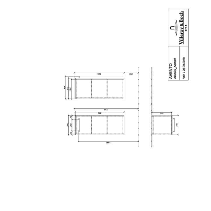 Villeroy & Boch Avento veggskap, 35x89,2 cm, venstre, grå