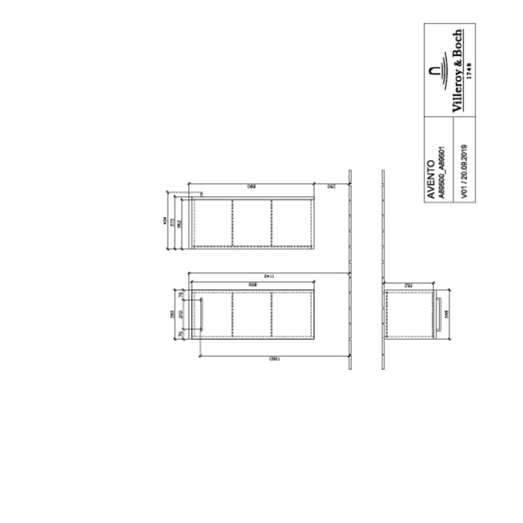 Villeroy & Boch Avento veggskap, 35x89,2 cm, høyre, hvid