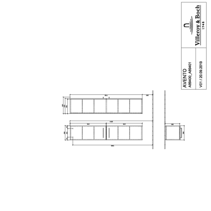 Villeroy & Boch Avento A894 højskab, 34,6x176 cm, højre, sort