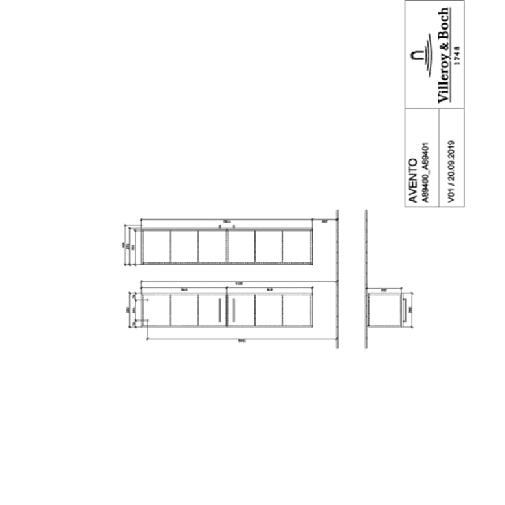 Villeroy & Boch Avento A894 högskåp, 34,6x176 cm, vänster, grå