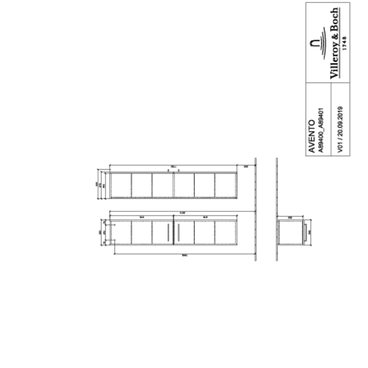 Villeroy & Boch Avento A894 højskab, 34,6x176 cm, højre, hvid