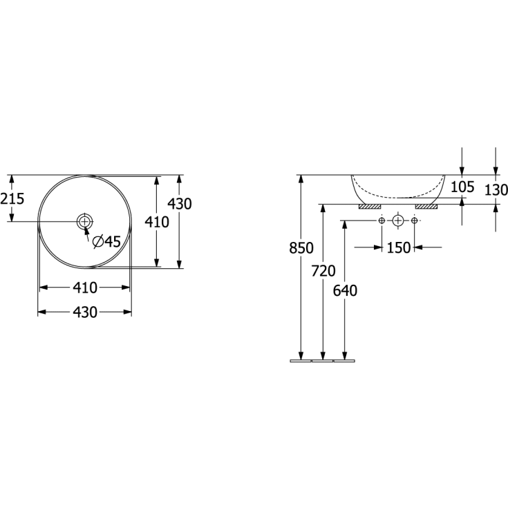Villeroy & Boch Artis håndvask, Ø43 cm, lyseblå