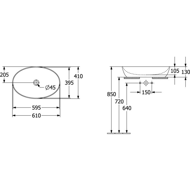 Villeroy & Boch Artis håndvask, 61x41 cm, mørkegrøn