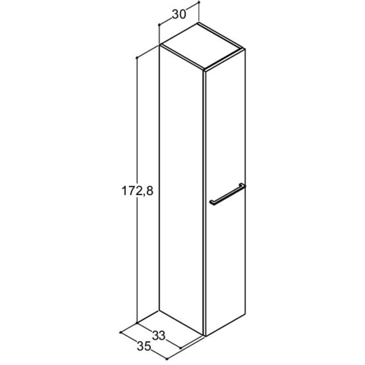 Dansani Multo+ høyskap, 35x172,8 cm, hvit høyglans