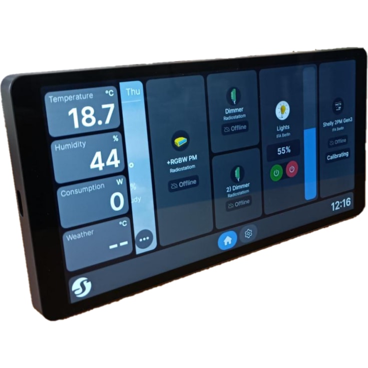 Shelly X2i veggdisplay, Bluetooth og Wi-Fi, sort