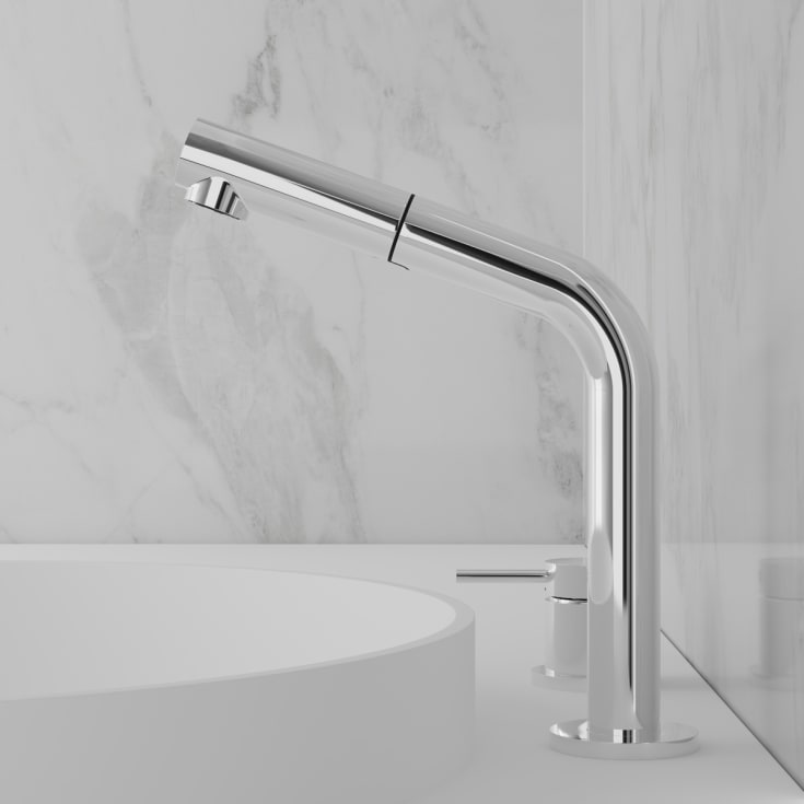 Scandtap Harmonized B2P håndvaskarmatur, udtrækstud, poleret stål