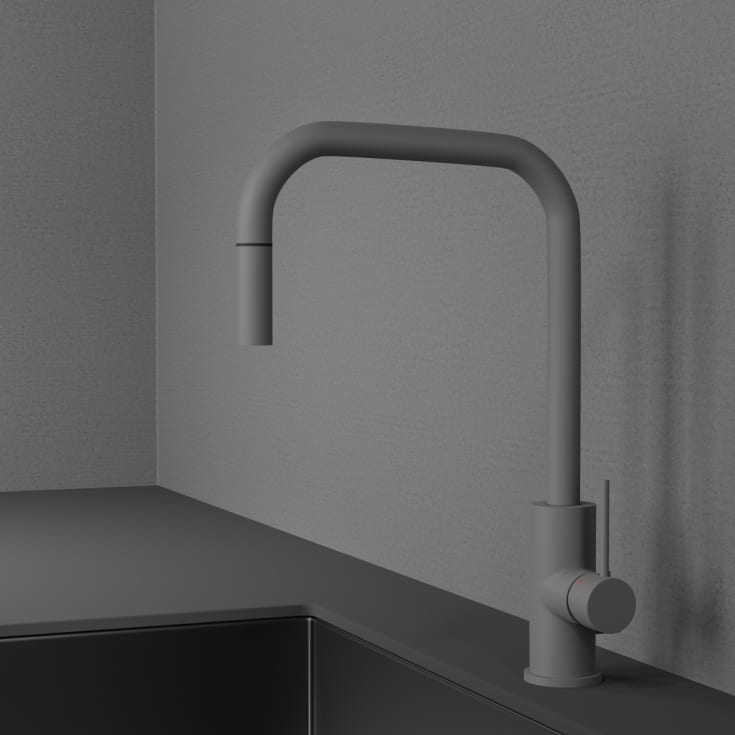 Scandtap Accent Square D køkkenarmatur, udtrækstud, mat antracit