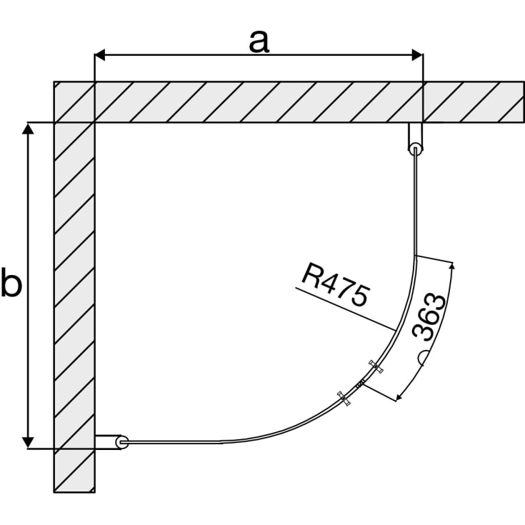 Arrow Round duschhörna, tonat glas, 90x80 cm, aluminiumprofil